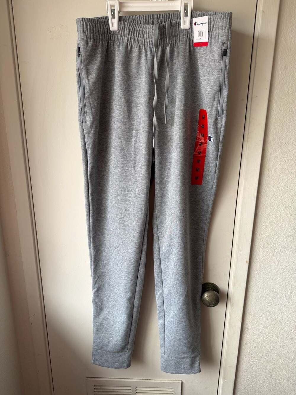 Champion Sweatpants Size M Gray Drawstring Joggers With Zipped Pockets